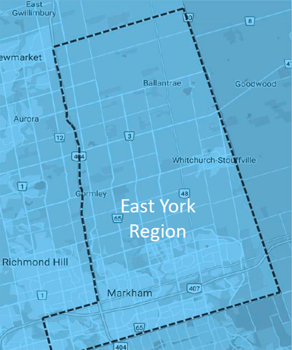 Map showing East York Region