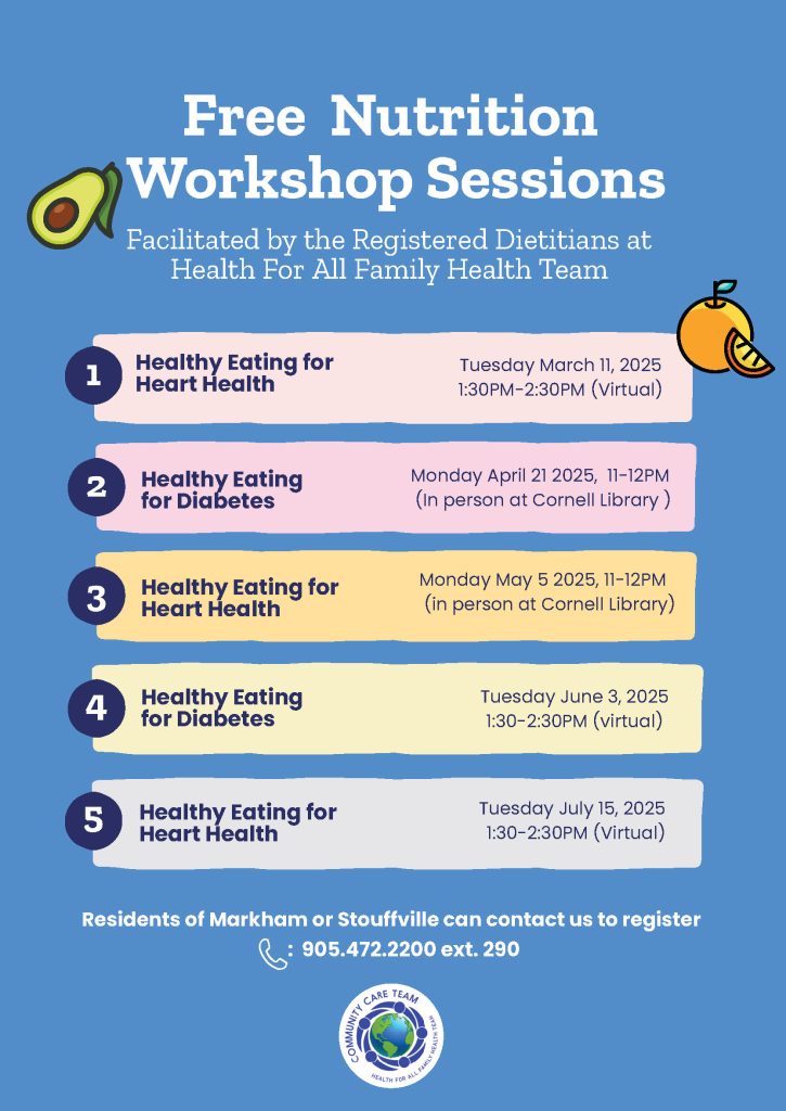 Free Nutrition Workshop Sessions poster